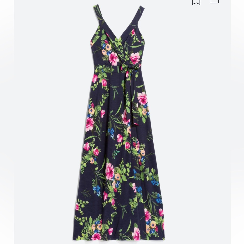 Le Lis Ranada Faux Wrap Knit Maxi Dress - Navy Floral Maxi Dress